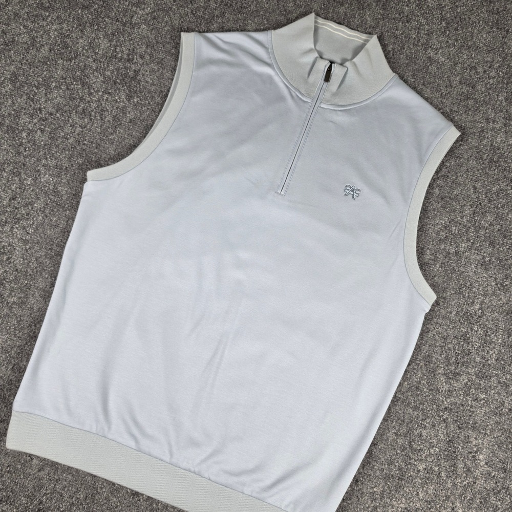 FootJoy 1/4 Zip Golf Vest Mens Medium‎ Light Blue Pima Cotton